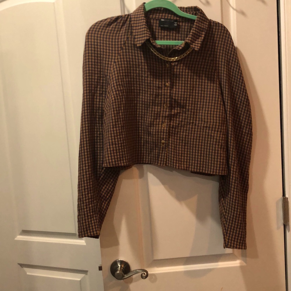 OSOS Design Sz 12 brown crop top with removable chain.